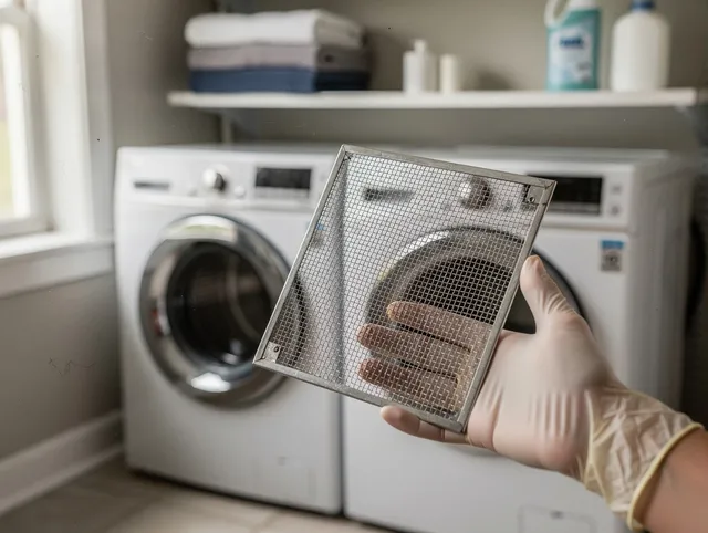 Del Aire Dryer Vent Cleaning specialist performing detailed lint trap cleaning service in Del Aire
