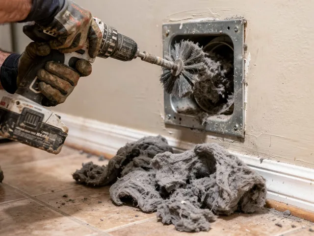 Certified Del Aire Dryer Vent Cleaning technician performing dryer vent cleaning in Del Aire