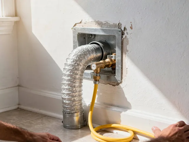 Del Aire Dryer Vent Cleaning certified technician performing specialized gas dryer vent cleaning in Del Aire